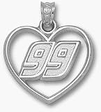 Jeff Burton Driver Number 99 Heart Pendant - Sterling Silver Jewelry