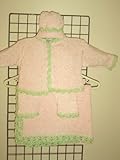 Ck107bk, Knitted on Hand Knitting Machine Finished By Hand Crochet Baby Pink Chenille Mint Pecot Trim Infant Girls Cardigan Hat Set with Matching Blanket Ck107bk, Knitted on Hand Knitting Machine Finished By Hand Crochet Baby Pink Chenille Mint Pecot Trim Infant Girls Cardigan Hat Set with Matching Blanket
