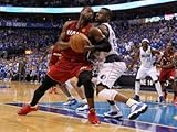 IMAGE OF Miami Heat v Dallas Mavericks - Game Four, Dallas, TX -June 7: Dwyane Wade and DeShawn Stevenson Photographic Poster Print by Mike Ehrmann, 48x64