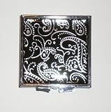 Silver & Black Paisley Pill Box Case Square: Large
