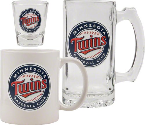 Minnesota Twins Glassware Set: 3D Logo Tankard, Coffee Mug, Shot Glass