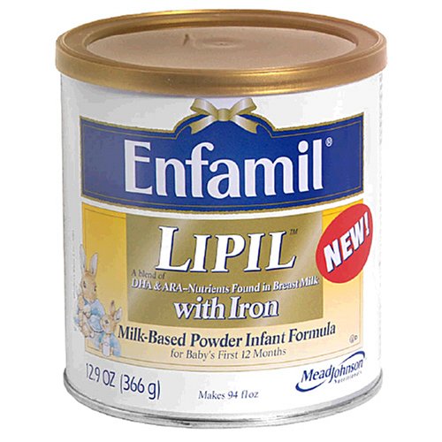 Enfamil Lipil Milk-Based Infant Formula with Iron, Powder (Case Pack, Six-12.9 Ounce Cans)