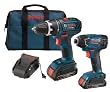 Bosch CLPK232-181 18-Volt Lithium-Ion 2-Tool Combo Kit with 1/2-Inch Compact Tough Drill/Driver, Impact Driver, 2 Batteries, Charger and Case