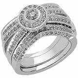 14K White Gold Countless Petite Diamond Wedding Ring Set