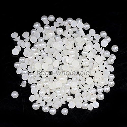 Toolya 10000pcs Half Round Bead Flat Back Acrylic Pearl Scrapbooking Embellishment Craft (3mm, Ivory)