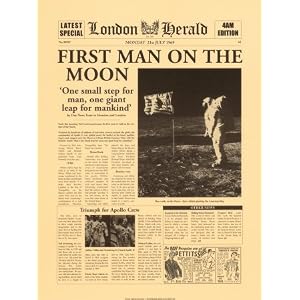 First Man on the Moon Art Poster Print, 12x16