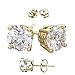 14 Karat Gold Overlay on 925 Sterling Silver Earrings. Top Quality CZ Round Stones From .50 Carat to 10.00 Carat Total Weight