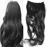 Gorgeous Long Curly Clip-on Hair Extension Wigs - Black
