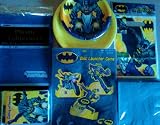 Batman The Dark Knight Theme Boys Birthday Party Package ~ DC Comics ~ Invitations, Table Cover, Dinner Plates, Dessert Plates, Napkins, Disc Launcher Game, Treat Sacks, & Thank You Cards ~ Serves 8