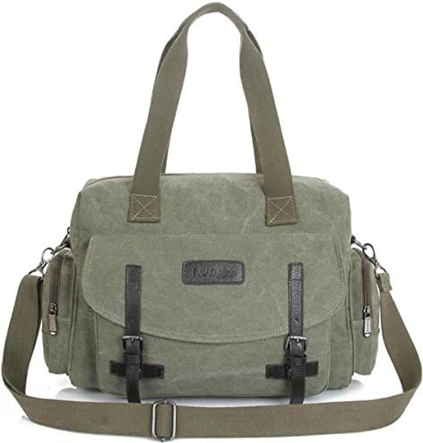 Xiebag Men's Cross Body Retro Messenger Canvas Shoulder School Travel DSLR Bag Army Green
