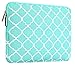 MOSISO Canvas Geometric Pattern Sleeve Bag Compatible with 15-15.6 inch Laptop with Small Case, Pure Blue Quatrefoil