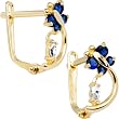 14K Yellow Gold Sapphire Blue Cubic Zirconia Dragonfly Earrings
