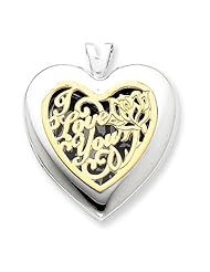 14k & Sterling Silver Heart with I Love You Locket
