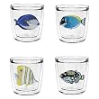 Aquarium Fish 12 oz Double-Old-Fashioned Insulated Beverage Tumblers Set, Clear (4 designs)