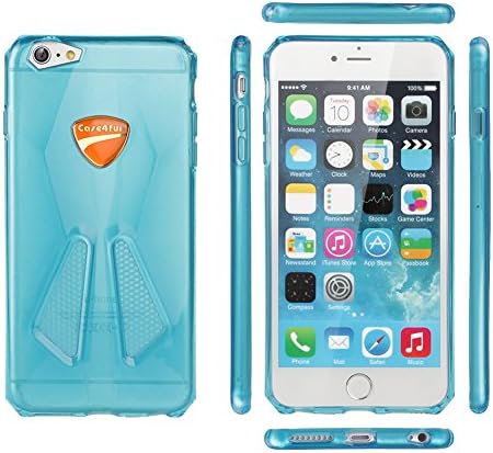 iPhone 6 Plus Case, Case4fun [SportsCar Series] iPhone 6 Plus (5.5) Soft Flexible Gel TPU Case [Shock-Dispersion] [Slim Fit] Blue