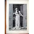 1878 WOMAN CARRYING BABY BED DOLL ANTIQUE PRINT