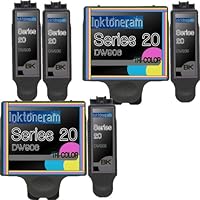 2 Set + 2 Black of Total 6 Remanufactured DW905 DW906 for Dell DW905 DW906 Series 20 Ink Cartridges Color Combo Set