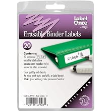 Erasable Binder Labels Refill, 20 labels