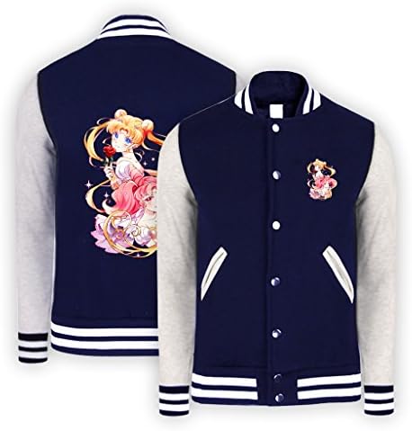 Aulmau Teenager Japan Anime Sailor Moon Girl Baseball Jacket Dark Blue XL