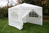 from ESC Ltd 3x3mtr White Pop Up Gazebo, FULLY WATERPROOF, FREE WindBar and Four Sides and Bag Included.
