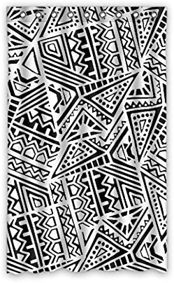 DONGMEN Indian Tribal Print Black and White Ployester Window Curtain 50"x84" One Piece Perfect for Living Room Bedroom Bathroom Kitchen and Kids' Room
