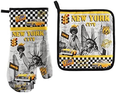 Oven Glove + Pot Holder NYC Taxi Cotton Glove : 17 x 30 Pot holder : 20 x 20