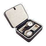 Carbon Fiber Style Fabric Compact Travel Watch Case With 4 Large Watch Compartments