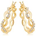 10k White, Yellow, or Rose Gold Diamond Twist Hoop Earrings (1/4 
cttw, I-J Color, I3 Clarity)