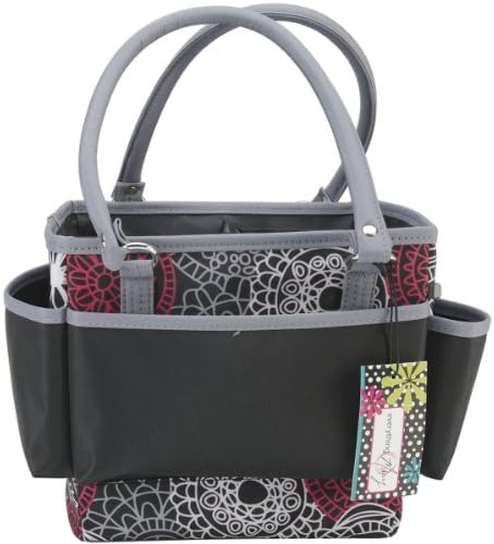 Mackinac Moon Open Top Square Tote with Foldable Dividers, Red, White and Black