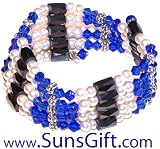 Magnetic Hematite Bracelet Necklace Pearl Blue 32'