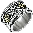 Spikes 316L Stainless Steel Gold ip Cross Knight Armor Wide Ring