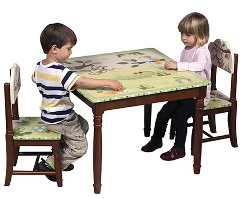 3pcs Kid's Table and Two Chairs Set - Papagayo Animals