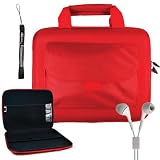 Sony DVPFX950 9-Inch Portable DVD Player Hard Nylon Cube Carrying Travel Case with Extra Pocket for Accessories + Includes a eBigValue (TM) Determination Hand Strap Key Chain + Includes a Crystal Clear High Quality HD Noise Filter Earbuds Earphones Headpho