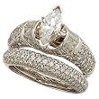 14Kt White Gold Ladies Diamond Wedding Ring Set (Center stone is not included)
