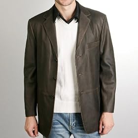 BGSD Men's Classic Three-Button Cowhide Leather Blazer BGSD Men's Classic Three-Button Cowhide Leather Blazer