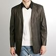 BGSD Men's Classic Three-Button Cowhide Leather Blazer - Regular, Tall, Big, Big & Tall