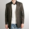 BGSD Men's Classic Three-Button Cowhide Leather Blazer - Regular, Tall, Big, Big & Tall
