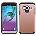 Samsung Galaxy Sol (Cricket) Case, Galaxy Express Prime Case, BornTech Dual Layer Shockproof Armor Protector Phone Cover Case, For Samsung Galaxy J3 (2016) Case (Black/Rose Gold)
