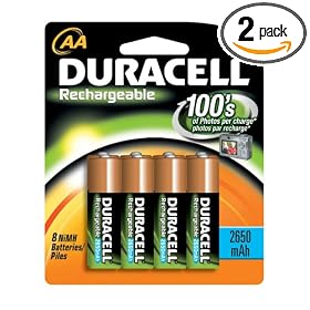 Duracell Rechargeable AA NiMH Batteries, MIGNON HR6 DC1500, 8-Count Package (Pack of 2) by