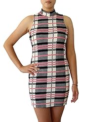 Sexy Polyester/Spandex Plaid Print Open-Back  Dress