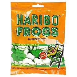Haribo Gummi Candy, Frogs, 5-Ounce Bags (Pack of 12)