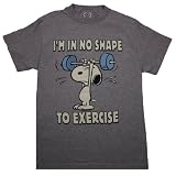 Peanuts Snoopy I'm In No Shape To Exercise Men's Tee, Oxford Grey