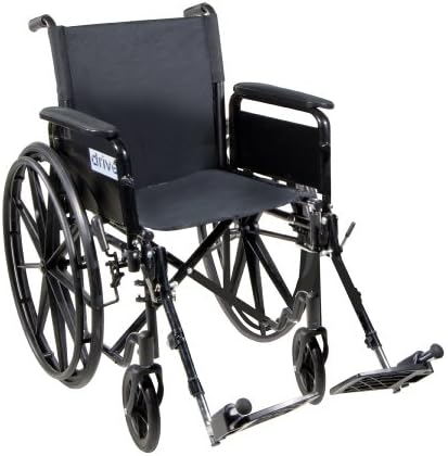 Silver Sport Wheelchair from Drive Medical with Fixed Arms, Swing Away Footrest