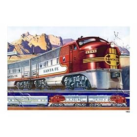 Art Poster, Santa Fe Locomotive - 27.5 x 18.75