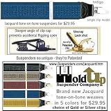 Indigo Blue Dual Clip Patented Mens Suspenders in Tone-on-tone Jacquard Weave.
