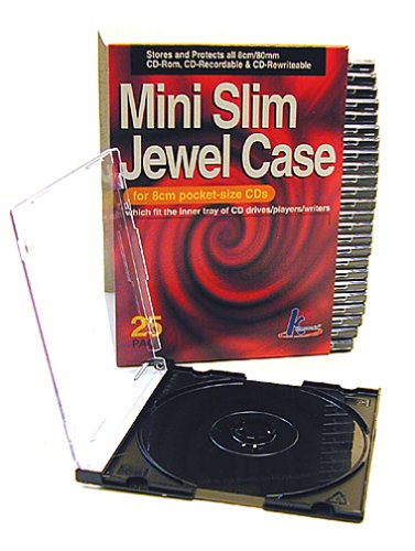 KHypermedia Slim Jewel Cases for 8-cm Mini CDs (Black, 25-Pack)