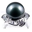 18K White Gold with CZ and 12-12.5 mm Tahitian Pearl Ring