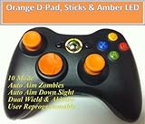 10 Modes! Orange D-pad, Thumb Sticks, Led! Black Xbox 360 Modded Rapid Fire Wireless Controller.