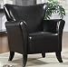 Accent Chair with Flair Arms in Black Leather Like