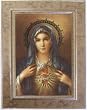Immaculate Heart of Mary Mahogany Wood Framed Art Under Glass, 8" x 6" Frame, 4" x 6" Print - MADE IN ITALY